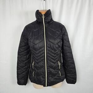 Michael Kors Puffer Jacket Women's XS Black Full Zip Up No Hood